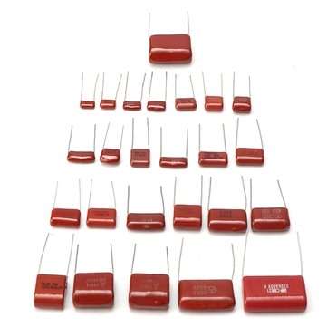 204pcs 24Values 400V 0.01uf~4.7uf CBB Metal Film Capacitors Assortment Kit