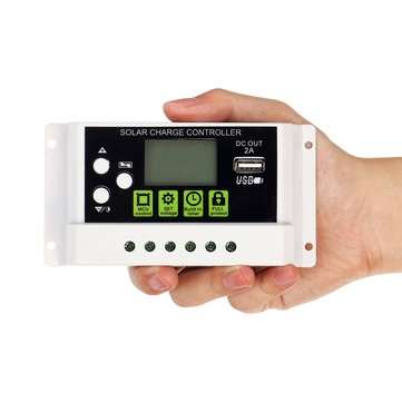 20A 12V/24V LCD Display PWM Solar Panel Charging Controller Li-ion &  Lead Acid Battery Compatible U