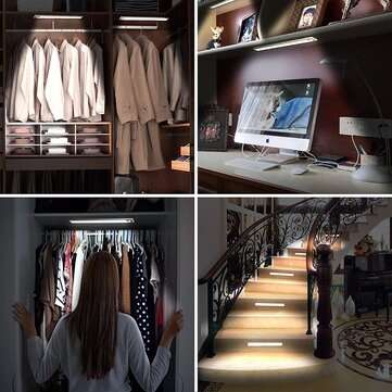 20CM Magnetic Cabinet Light Closet Motion Sensor + Touch Wardrobe Lights USB Charging Closet Lights