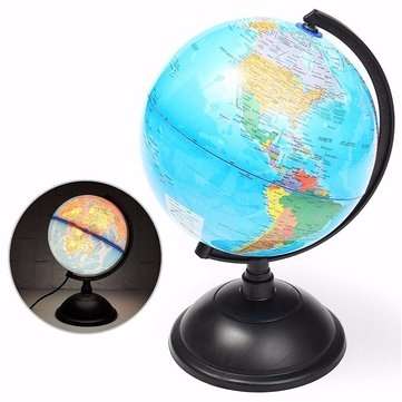 20cm LED World Globe Earth Tellurion Atlas Map Rotating Stand Geography Educational Toys Desktop Dec