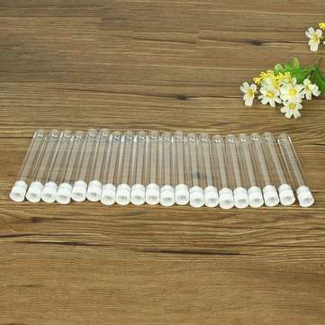 20Pcs 13100mm Clear Plastic Laboratory Test Tube with Cap