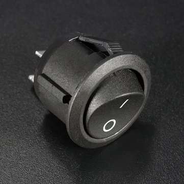 20Pcs Black Mini Round 2 Pin SPST ON-OFF Rocker Push Button Switch
