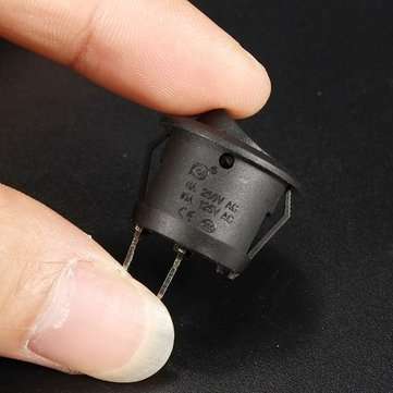 20Pcs Black Mini Round 2 Pin SPST ON-OFF Rocker Push Button Switch