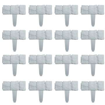 20Pcs Garden Fence Edging Cobbled Stone Effect Plastic Lawn Edging Plant Border Decorations
