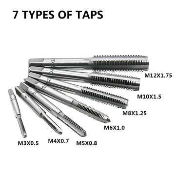 20Pcs M3-M12 Screw Thread Metric Plugs Taps Tap Wrench Die Wrench Set