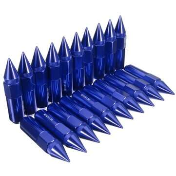 20pcs M12X1.5 Aluminum 60mm Car Wheels Rims Lug Nuts Spiked Extended Tuner  (COLOR.: BLUE)