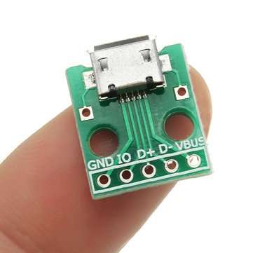 20pcs Micro USB To Dip Female Socket B Type Microphone 5P Patch To Dip 2.54mm Pin With Soldering Ada