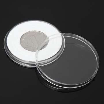 20Pcs Plastic Round Coin Holder Portable Storage Case Boxes Container 5 Size Pad