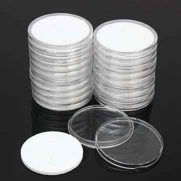 20Pcs Plastic Round Coin Holder Portable Storage Case Boxes Container 5 Size Pad