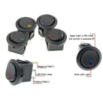 20PCS Rocker Switch Toggle 12V for Led Light Car Auto Boat Round ON/OFF SPST 20 AMP