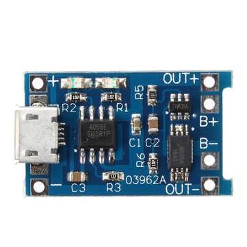 20pcs USB 3.7V 3.6V 4.2V 1A 18650 TP4056 Lithium Battery Charger Module Charging Board Li-ion Power