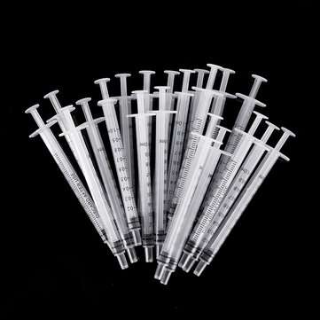 20Pcs/Set 1ml Plastic Dispensing Syringe Injector No Needles 0.01ml Graduation for Refilling and Mea