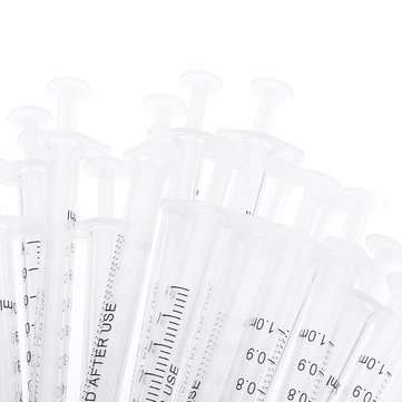 20Pcs/Set 1ml Plastic Dispensing Syringe Injector No Needles 0.01ml Graduation for Refilling and Mea