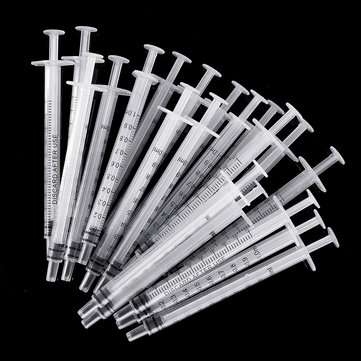 20Pcs/Set 1ml Plastic Dispensing Syringe Injector No Needles 0.01ml Graduation for Refilling and Mea