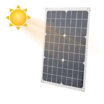 20W 18V Monocrystalline Silicon Solar Panel wth Single USB Output & Cables for Outdoor Cycling/Hikin