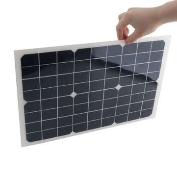 20W 18V Monocrystalline Silicon Solar Panel wth Single USB Output & Cables for Outdoor Cycling/Hikin