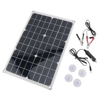 20W 18V Monocrystalline Silicon Solar Panel wth Single USB Output & Cables for Outdoor Cycling/Hikin