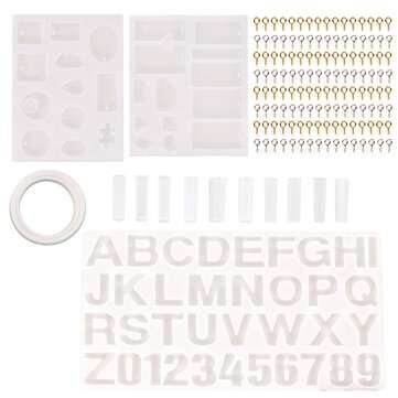 214PCS Silicone Epoxy Resin Casting Mold Kit Jewelry Pendant Making DIY Mould Craft