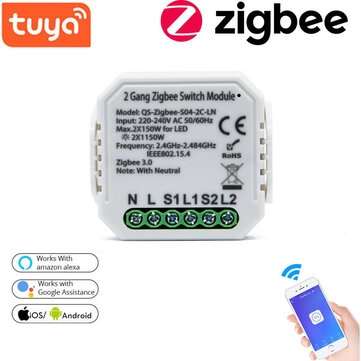 220-240V Tuya Smart Life ZB Two-way Switch Smart Home Modification Modu... (MODEL: ZIGBEE-S04-2C-LN)
