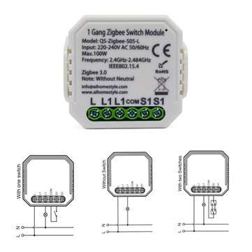 220-240V Tuya Smart Life ZB Dimming Switch Smart Home Modification Module without Neutral