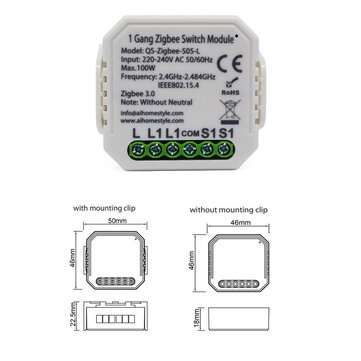 220-240V Tuya Smart Life ZB Dimming Switch Smart Home Modification Module without Neutral