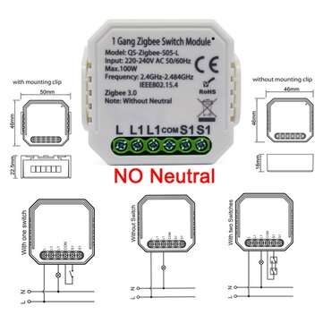 220-240V Tuya Smart Life ZB Dimming Switch Smart Home Modification Module without Neutral