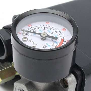 220V 1/4inch BSP 4 Port Single Phase Air Compressor Pressure Switch with Safety Valve Gauge
