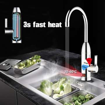 220V 3kW Instant Electric Hot Faucet Fast Water Heater Bathroom Kitchen Tap LED Display