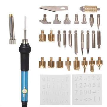 220V 60W Wood Burning Pen & 34 Assorted Tips Set Soldering Iron Tips Set Tool ... (PLUG: 220VEUPLUG)