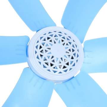 220V 7W Portable 6 Blades Mini Ceiling Fan with White ABS Blades Power Plug Switch Energy Saving Fan