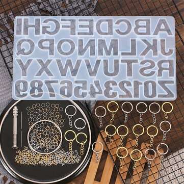 224Pcs Keychain Making Kit Jewelry Number Alphabet Silicone Mould Key Rings Jump Rings Twist Drill S