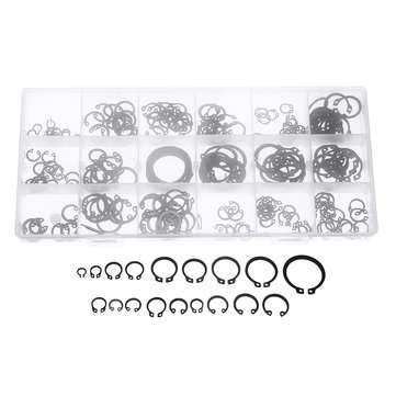 225Pcs C-Clip Snap C-type Circlip Kit External Retaining Ring Assortment Set Black