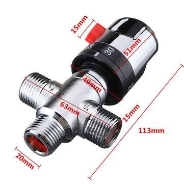 22mm Hot Cold Water Thermostatic Mixing Valve 3 Way Adjust Temperature Control Valve