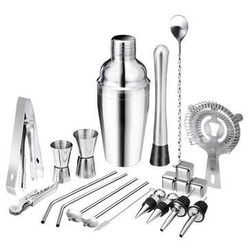 22Pcs Cocktail Shakers Stainless Steel Barware Bar Bartender Tool 550/750ml (CAPACITY: 750ML)