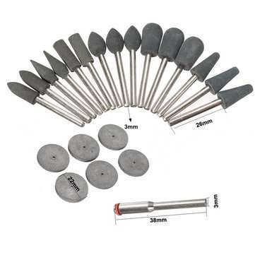 22pcs 3.1mm Shank Rubber Polishing Tips and Disc Kit for Rotary Tool