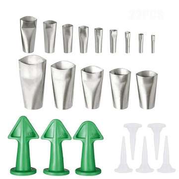 22Pcs Stainless Silicone Caulking Nozzles Set Glue Grout Scraper Applicator Finishing Tool Spatulas