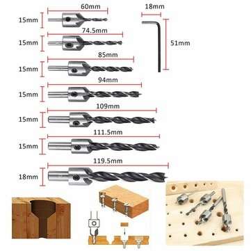 23 Pack Woodworking Chamfer Countersink Drill Bit 6pcs 1/4 Inch Hex 5 Flute 90 Degree Countersink Dr