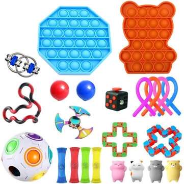 23/24pcs Fidget Toys Sensory Set Anti Stress Fidget Bubble Dice Magic Cube Top Decompr... (TYPE: #3)