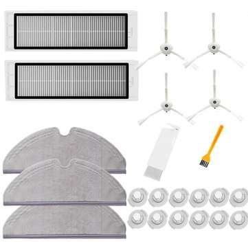 23PCS Parts Side Brush HEPA Filters Comb Cleaning Tool Mop Cloth Water Tank Filters for Roborock Vac