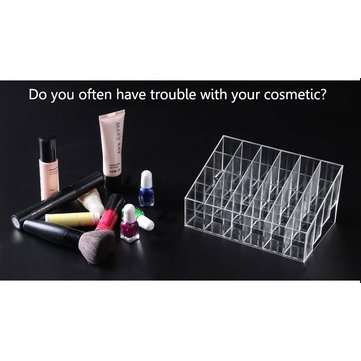 24 Lipstick Holder Display Stand Clear Acrylic Makeup Organizer Sundry Transparent Storge Boxes