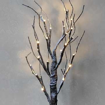 24 LED Snow Tree Night Light Warm White Twig Branch Christmas Holiday Home Party Decor Lamp 60cm