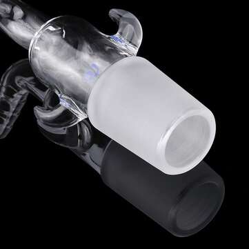 24/29 Glass Vacuum Adapter Air Exhaust Connector Right Angle Bend Two Sides Ears Ground Joint to Hos