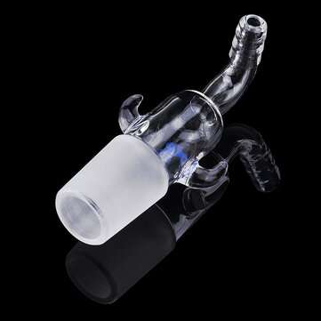 24/29 Glass Vacuum Adapter Air Exhaust Connector Right Angle Bend Two Sides Ears Ground Joint to Hos