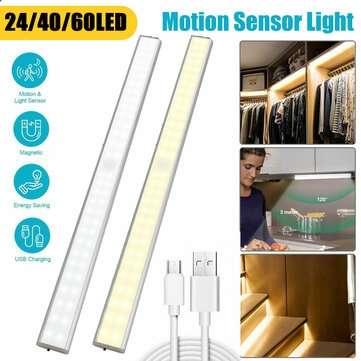 24/40/60LED Motion Sensor Closet Lights Wireless ... (LIGHT COLOR: WHITELIGHT | LED QUANTITY: 24LED)