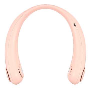 2400mAh Portable USB Rechargeable Neckband Sport Neck Hanging Dual Leafless Fan Out... (COLOR: PINK)