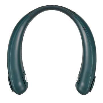 2400mAh Portable USB Rechargeable Neckband Sport Neck Hanging Dual Leafless Fan Ou... (COLOR: GREEN)