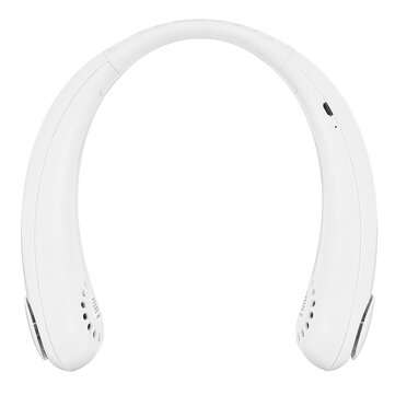 2400mAh Portable USB Rechargeable Neckband Sport Neck Hanging Dual Leafless Fan Ou... (COLOR: WHITE)