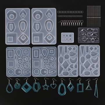248Pcs DIY Silicone Earring Pendant Mold Resin Epoxy Jewelry Making Mould Tools