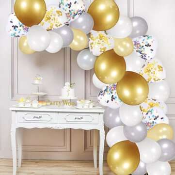 249Pcs Balloon Arch Set Golden White Ballon Arch Air Pump Set Birthday Wedding Baby Shower Garland A