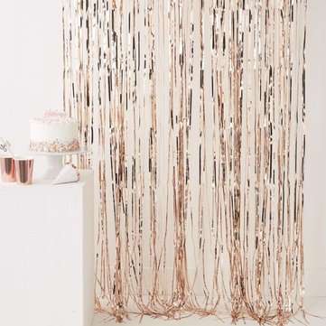 245cm  Rose Gold Foil Fringe Door Curtains Party Wedding Backdrop Hen Night Decoration